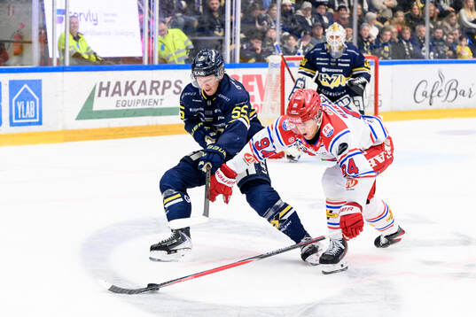 HV71s Andreas Borgman och Timrås Sebastian Hartmann
