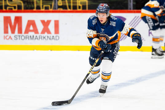 Växjös Karl Henriksson innan ishockeymatchen i SHL mellan