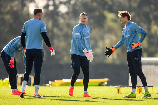Målvakt Robin Olsen, målvakt Johan Dahlin och målvakt