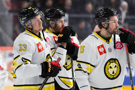 Jakob Silfverberg and Simon Bertilsson of Brynäs looks