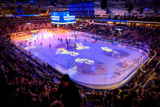 Spelarna åker in på isen