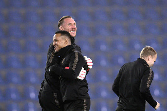 Martin Olsson and goalkeeper Robin Olsen