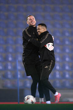Martin Olsson and goalkeeper Robin Olsen