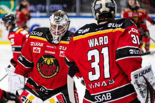 Luleås målvakt Joel Lassinantti och målvakt Matteus Ward
