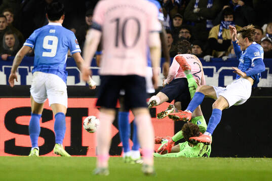 Goalkeeper Melker Ellborg, Johan Karlsson of Malmö FF and