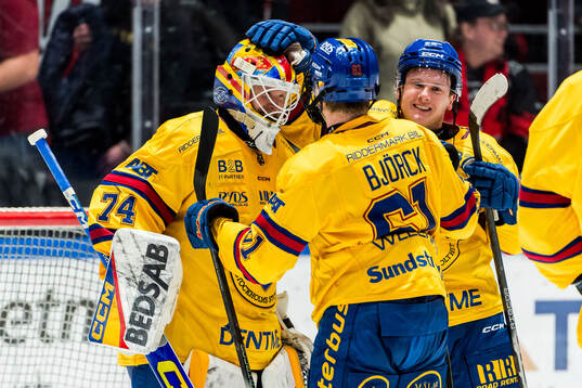 Djurgårdens målvakt Daniel Marmenlind, Viggo Björck och