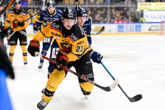 Luleås Jesper Sellgren och HV71s Oskar Stål-Lyrenäs