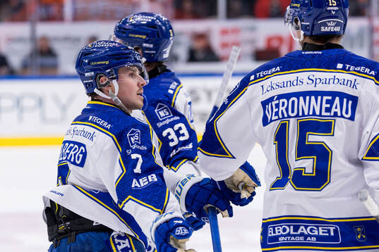 Leksands Marcus Karlberg och Max Veronneau jublar