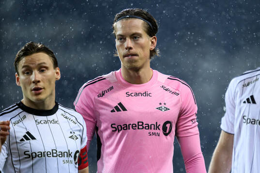 Jonas Svensson and goalkeeper Leopold Wahlstedt of Rosenborg