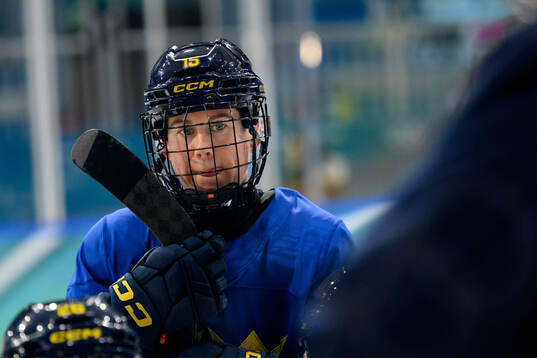 Lisa Johansson of Sweden at a ice hockey practice session