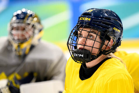 Josefin Bouveng of Sweden at a ice hockey practice session