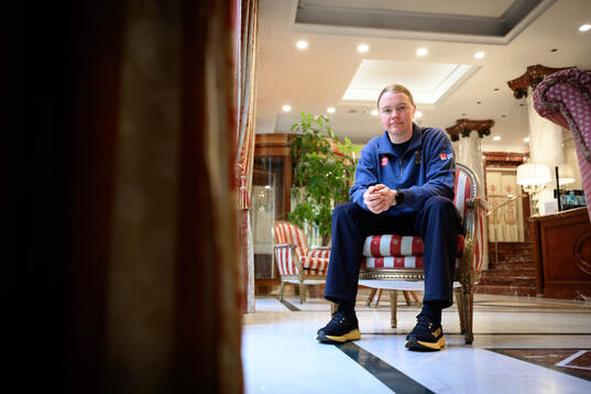 Sara Hjalmarsson poses for a portrait at a press meet with