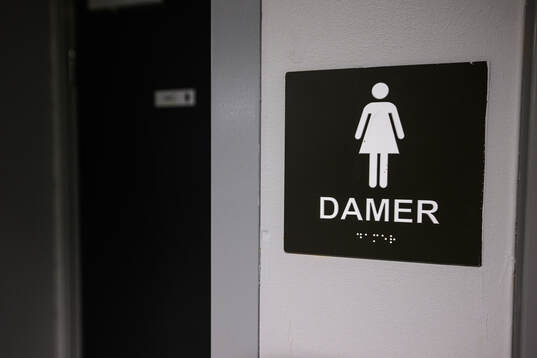 Skylt för damtoalett