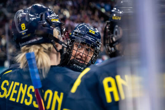 Hilda Svensson and Hanna Olsson of Sweden celebrate in the
