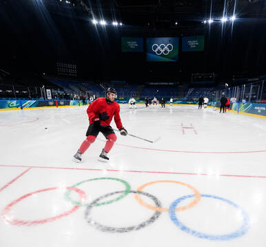 Connor McDavid of Canada  at an ice hockey practice session