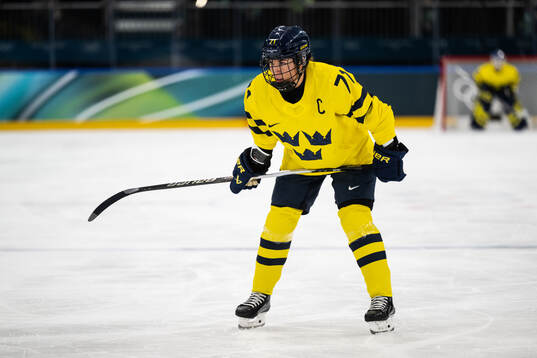 Anna Kjellbin of Sweden in the women's ice hockey game