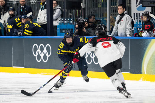 Lisa Johansson of Sweden in the women's ice hockey game