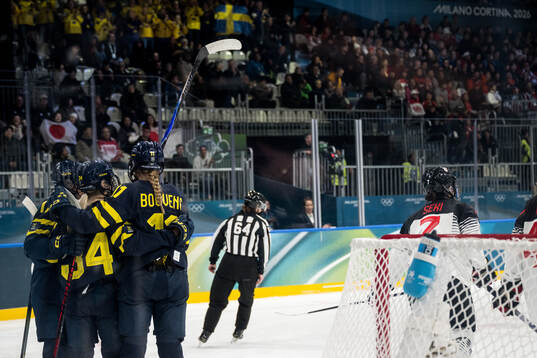 Mira Hallin and Josefin Bouveng of Sweden celebrate