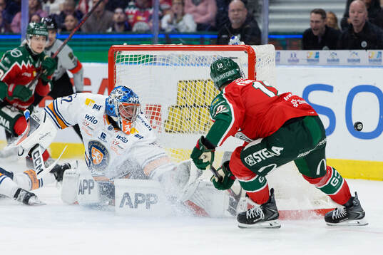 Växjös målvakt Ludvig Persson och Frölundas Max Friberg