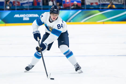 Kaapo Kakko of Finland in the men's ice hockey game between
