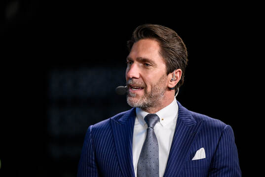 Henrik Lundqvist of Swedish broadcaster TV4 in the men's