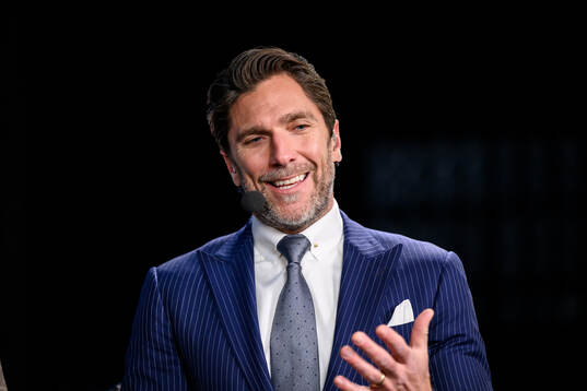 Henrik Lundqvist of Swedish broadcaster TV4 in the men's