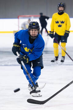 Lisa Johansson of Sweden at a ice hockey practice session