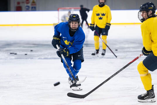 Lisa Johansson of Sweden at a ice hockey practice session