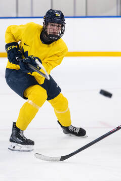 Thea Johansson of Sweden at a ice hockey practice session