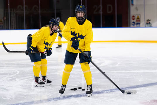 Thea Johansson of Sweden at a ice hockey practice session