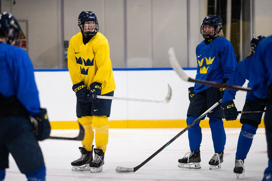 Jessica Adolfsson and Linnea Andersson of Sweden at a ice