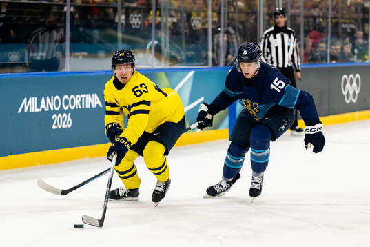 Jesper Bratt of Sweden and Anton Lundell of Finland in the