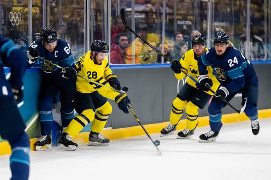 Mikael Granlund and Roope Hintz of Finland as well as Elias