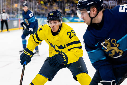 Pontus Holmberg of Sweden in the men's ice hockey game