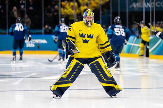 Goaltender Filip Gustavsson of Sweden