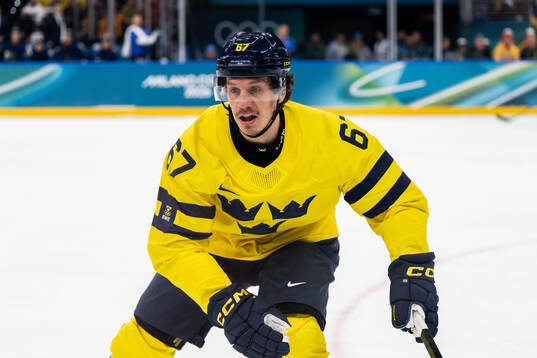 Rickard Rakell of Sweden in the men's ice hockey game
