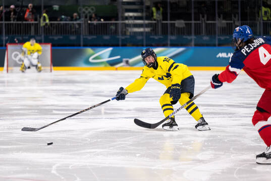 Sara Hjalmarsson of Sweden in the women's ice hockey