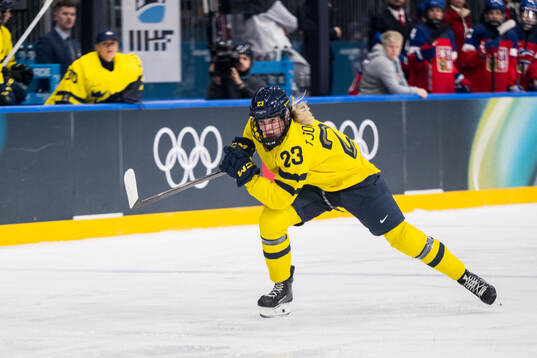Thea Johansson of Sweden in the women's ice hockey quarter
