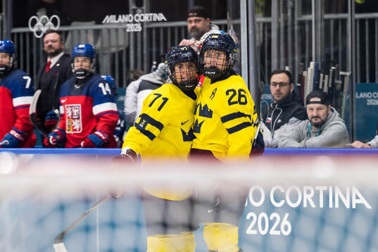 Anna Kjellbin and Hanna Olsson celebrate
