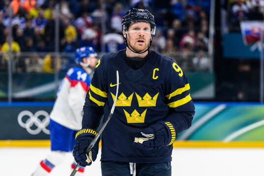 Gabriel Landeskog of Sweden in the men's ice hockey game