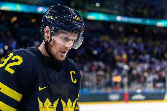 Gabriel Landeskog of Sweden in the men's ice hockey game