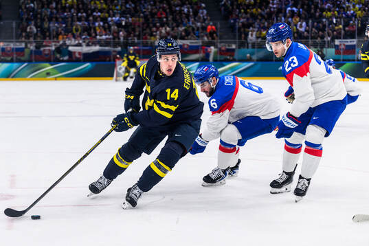 Joel Eriksson Ek of Sweden and Lukas Cingel and Adam Liska