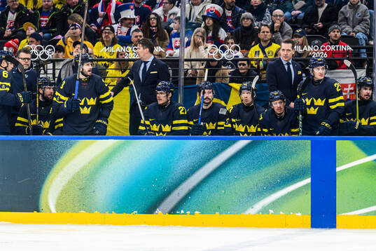 Head coach Sam Hallam of Sweden in the men's ice hockey