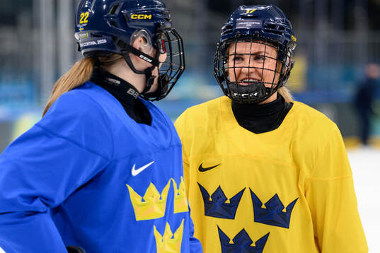 Sofie Lundin of Sweden at an ice hockey practice session