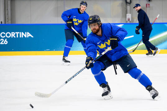 William Nylander of Sweden at an ice hockey practice session