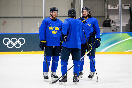 Gabriel Landeskog, Lucas Raymond and Mika Zibanejad of