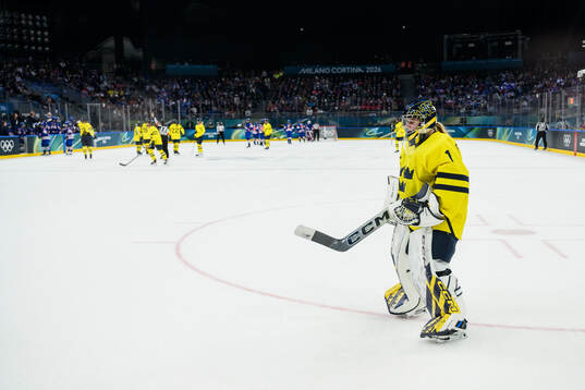 Goaltender Ebba Svensson Träff of Sweden in the women's