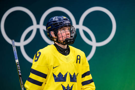 Sara Hjalmarsson of Sweden in the women's ice hockey
