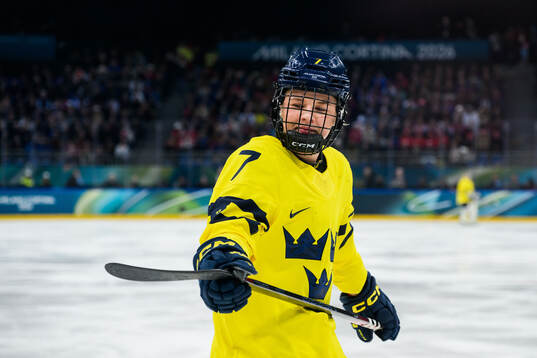 Mira Jungåker of Sweden in the women's ice hockey