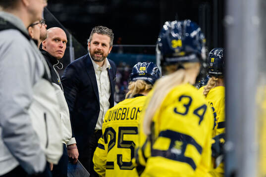 Head coach Ulf Lundberg of Sweden in the women's ice hockey